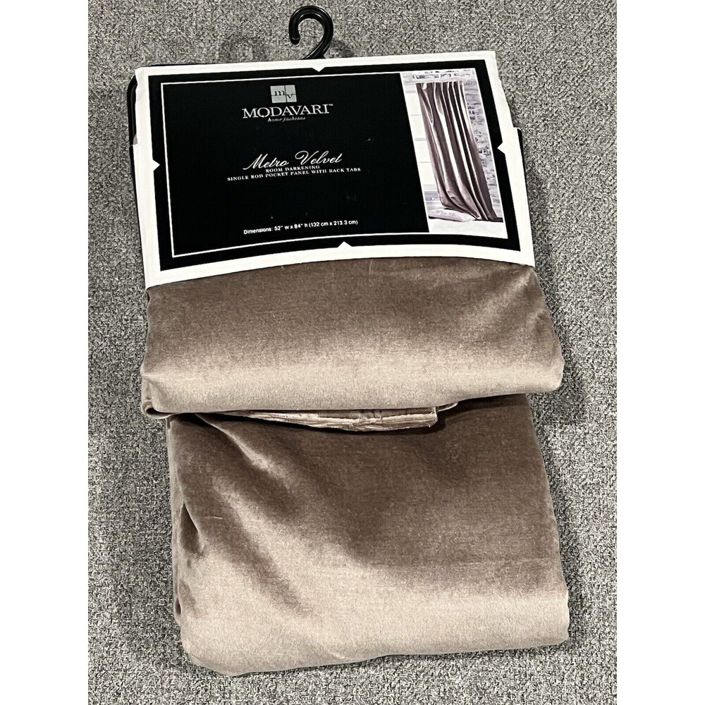 Metro Velvet Room Darkening Single Rod Pocket Window Panel Back Tabs Driftwood